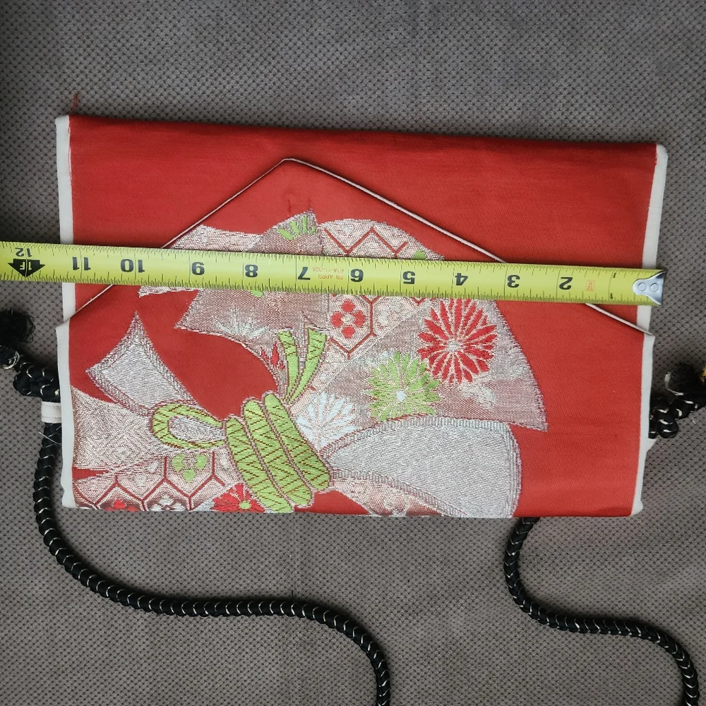Vintage Kimono fabric asymmetrical rope tie strap crossbody - Picture 3 of 11